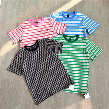 chrome hearts striped cross print short sleeve t-shirt
